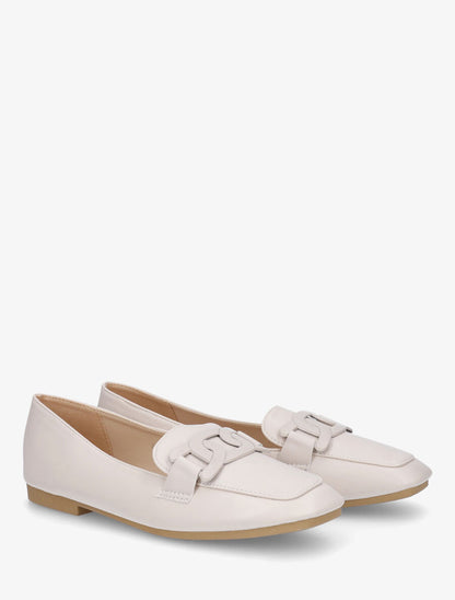 Mocassins bout carré à boucle - Beige - 4