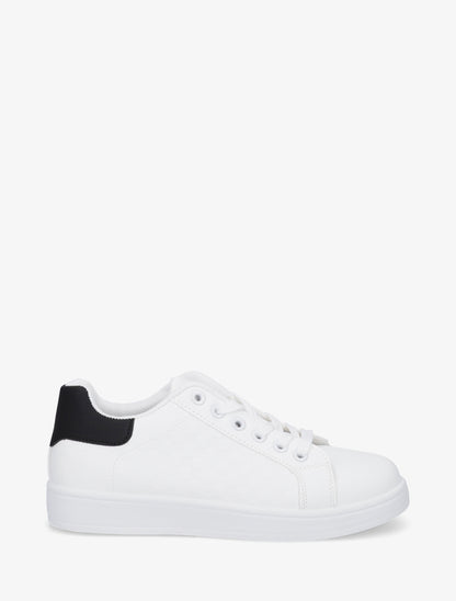 Baskets en simili à motif damier - Noir/blanc - 1