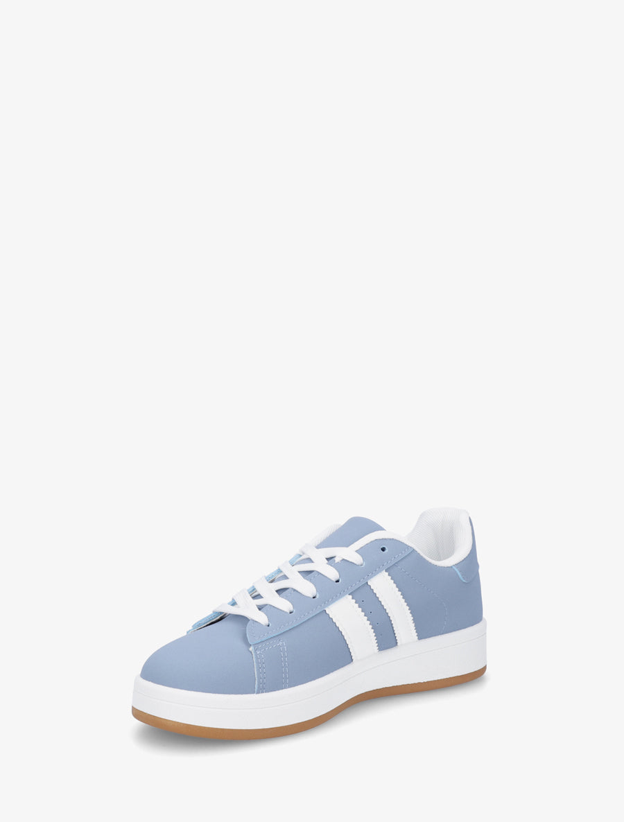 Sneakers effet nubuck à bandes contrastantes - Bleu - 3