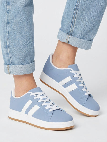 Sneakers effetto nabuk con bande a contrasto - Blu