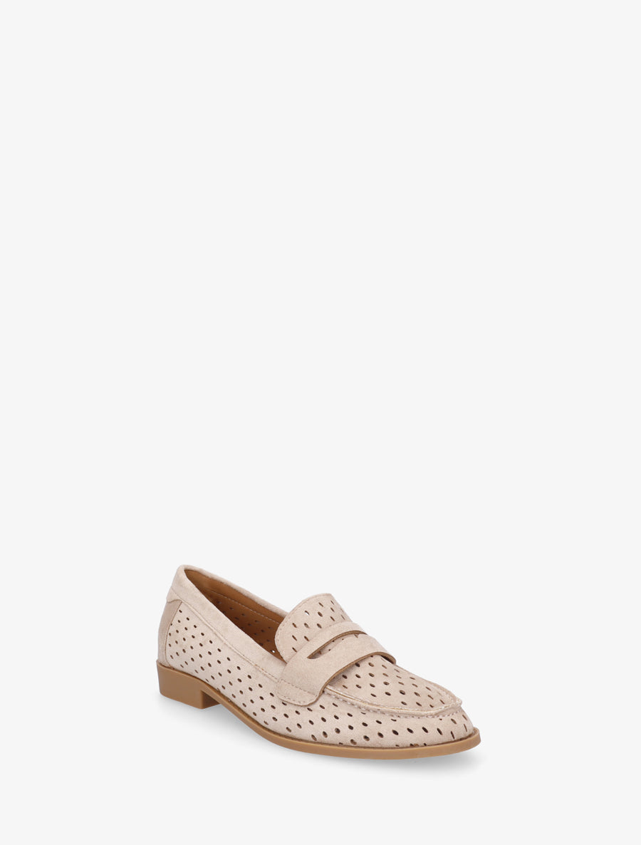 Mocassins ajourés en suédine - Beige - 2