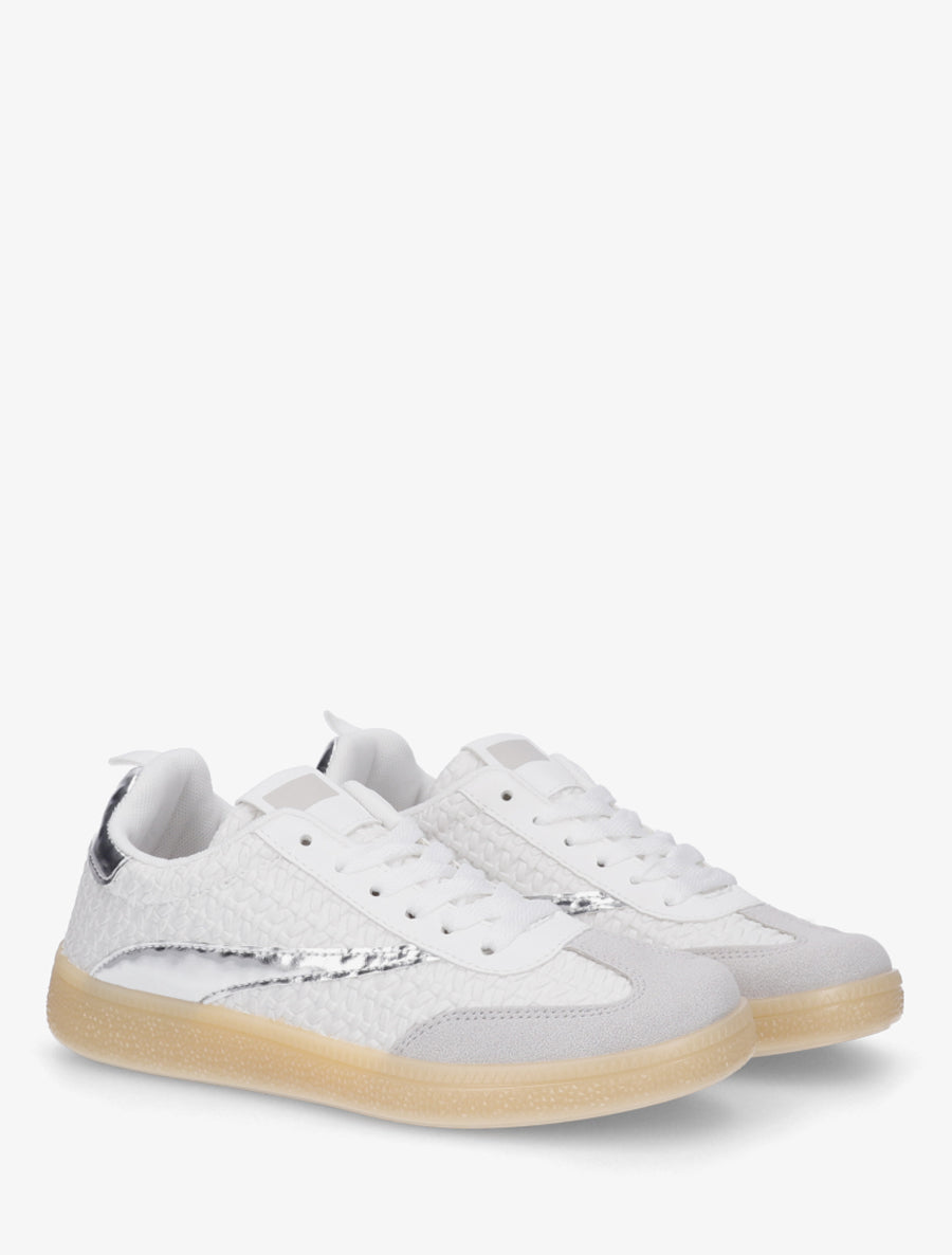 Baskets en simili effet tressé - Blanc - 4