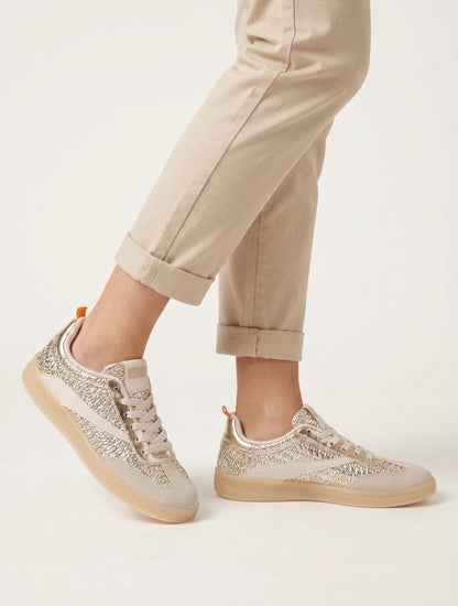 Sneakers in similpelle effetto intrecciato - Oro