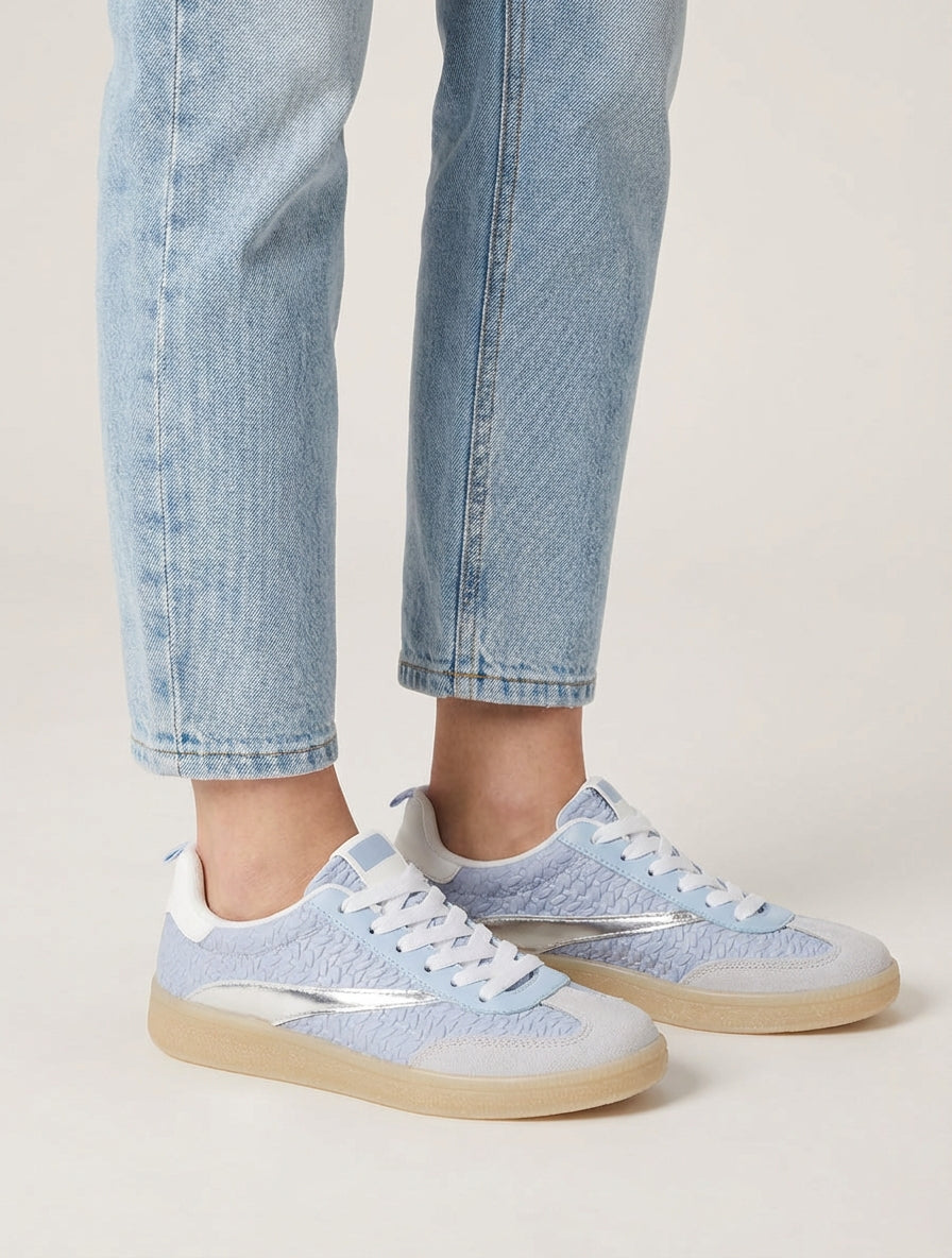 Sneakers in similpelle effetto intrecciato - Azzurro cielo