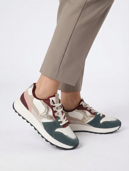 Scarpe da ginnastica con inserti fantasia - Verde scuro