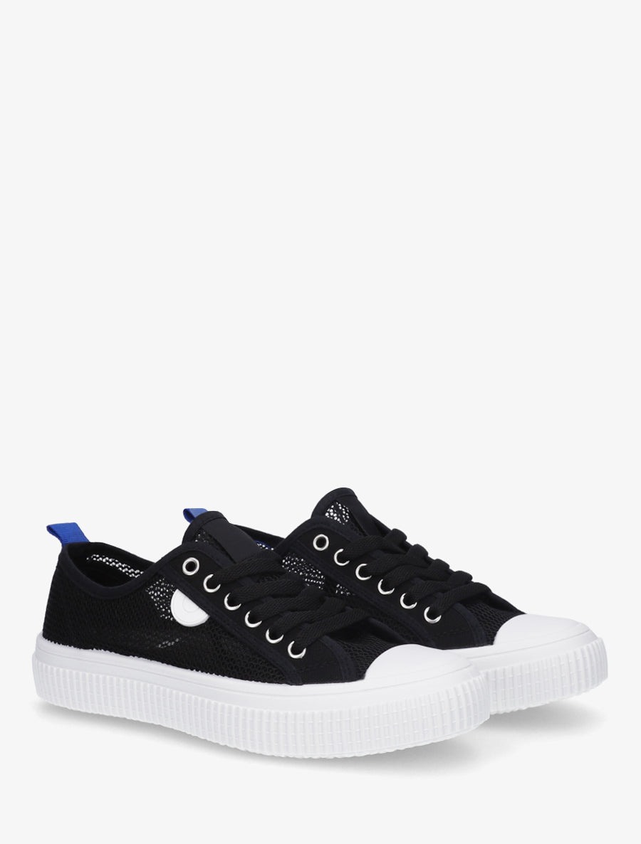 Tennis basique en tissu ajouré - Noir - 4