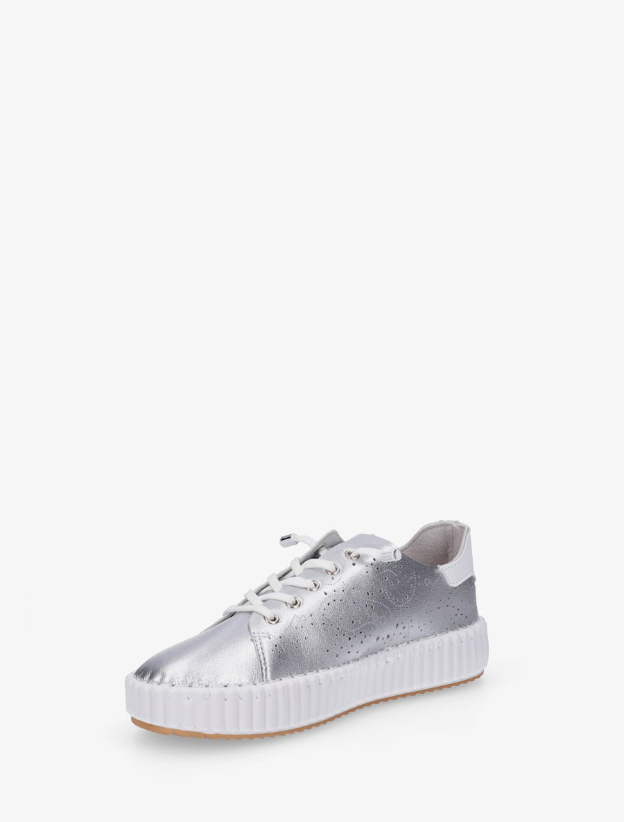 Sneakers souples à motifs ajourés - Argent - 3