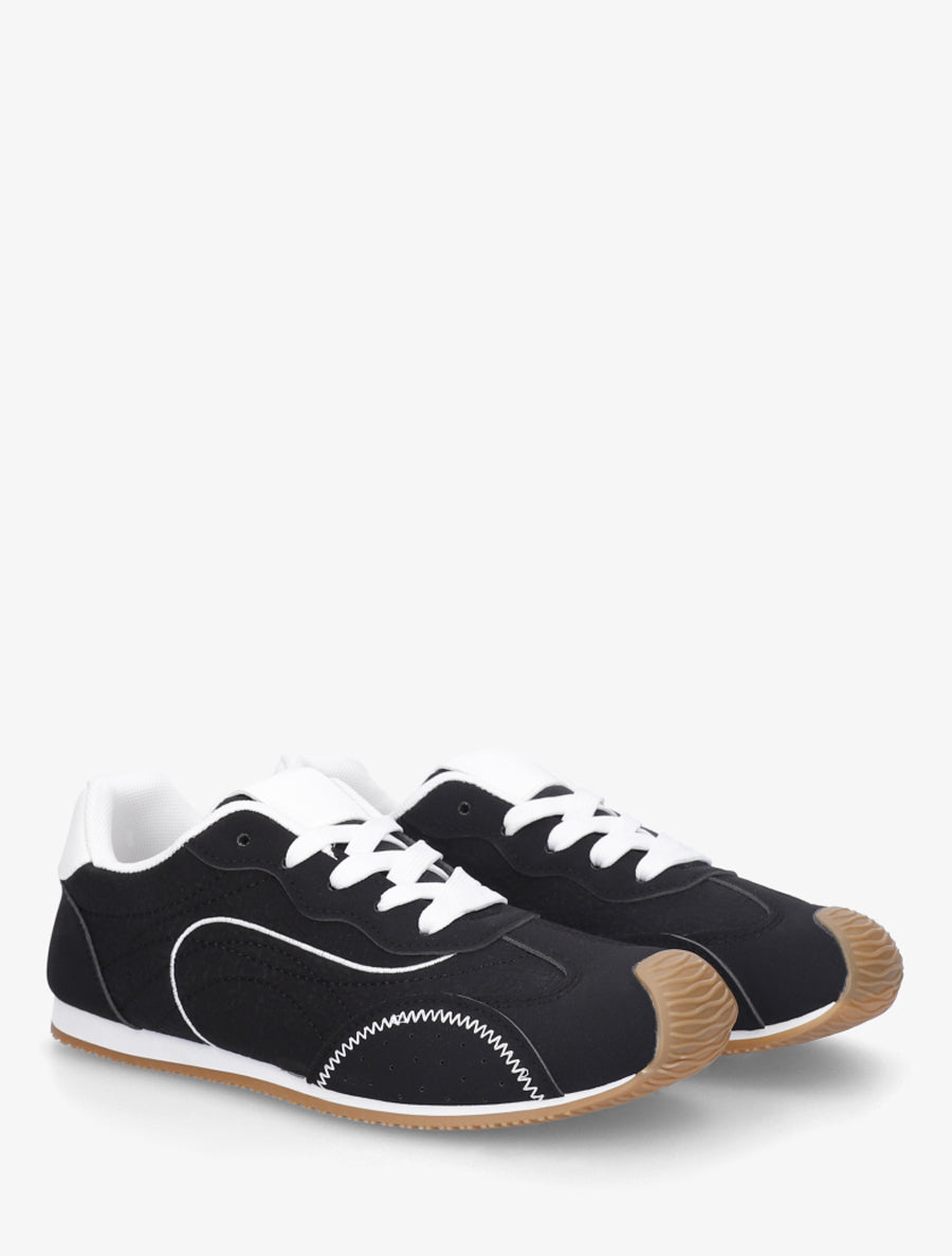 Sneakers texturés effet nubuck - Noir - 4