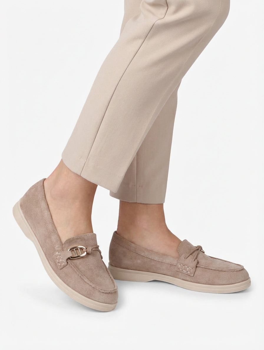 Mocassini in camoscio sintetico con fibbia decorativa - Talpa