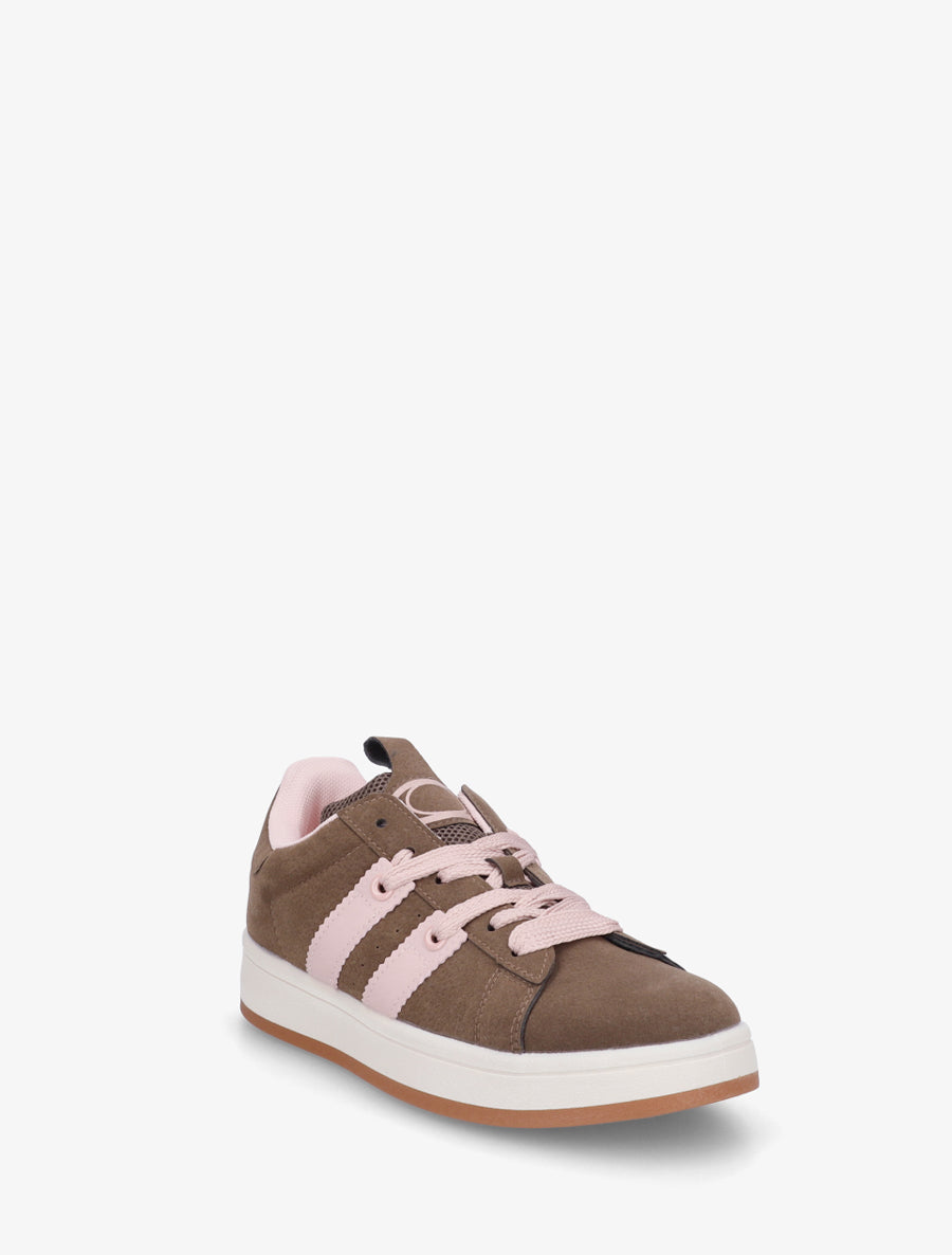 Sneakers unies à bandes contrastantes - Marron - 2