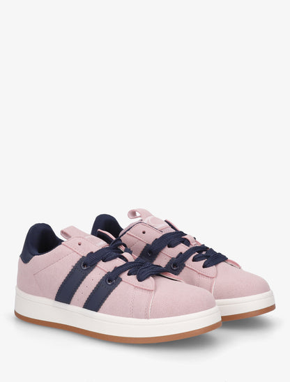 Sneakers unies à bandes contrastantes - Vieux rose - 4