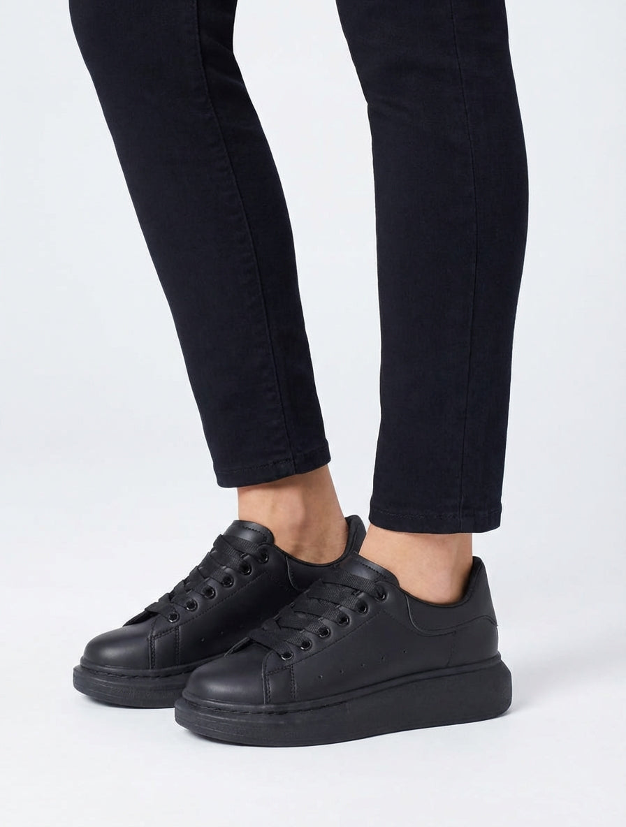 Sneakers casual in similpelle - Nero