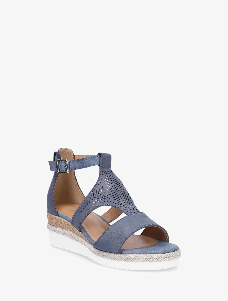 Sandales compensées et ajourée - Bleu - 2
