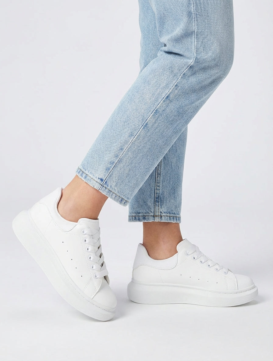 Sneakers casual in similpelle - Bianco