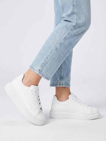 Sneakers casual in similpelle - Bianco
