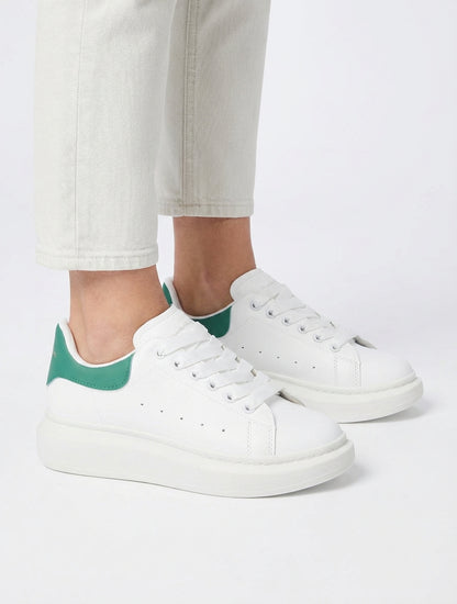 Sneakers con rinforzo a contrasto - Bianco/verde