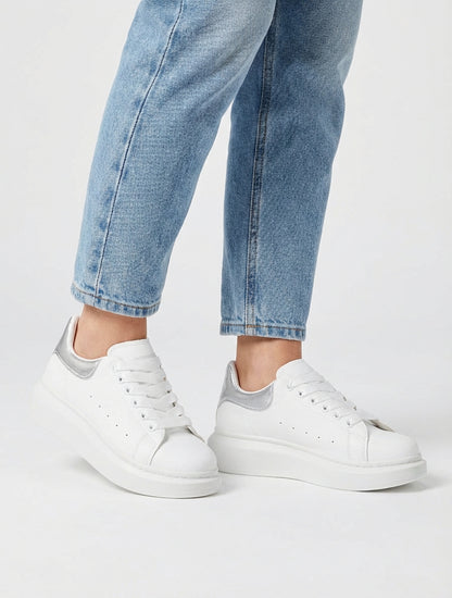 Sneakers con rinforzo a contrasto - Bianco/argento