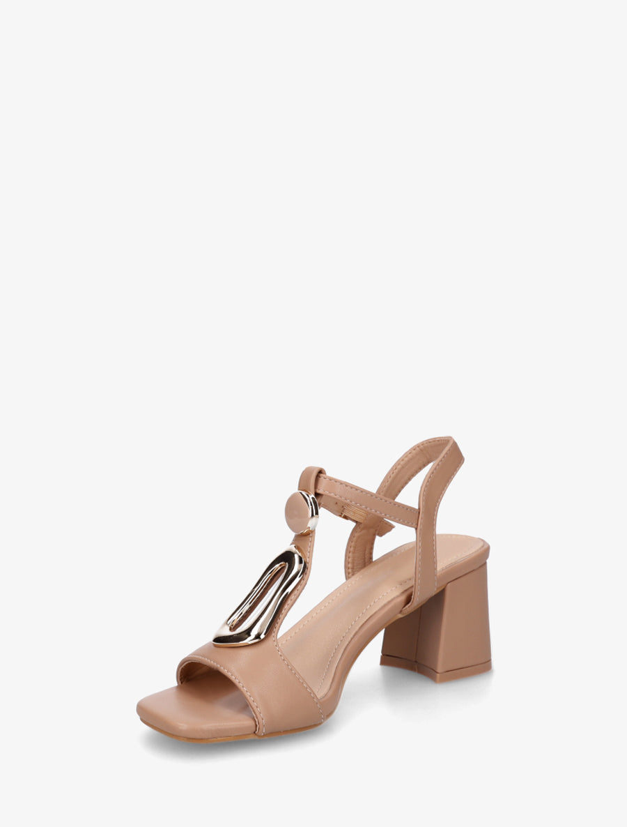Sandales en simili à boucle fantaisie - Beige foncé - 3