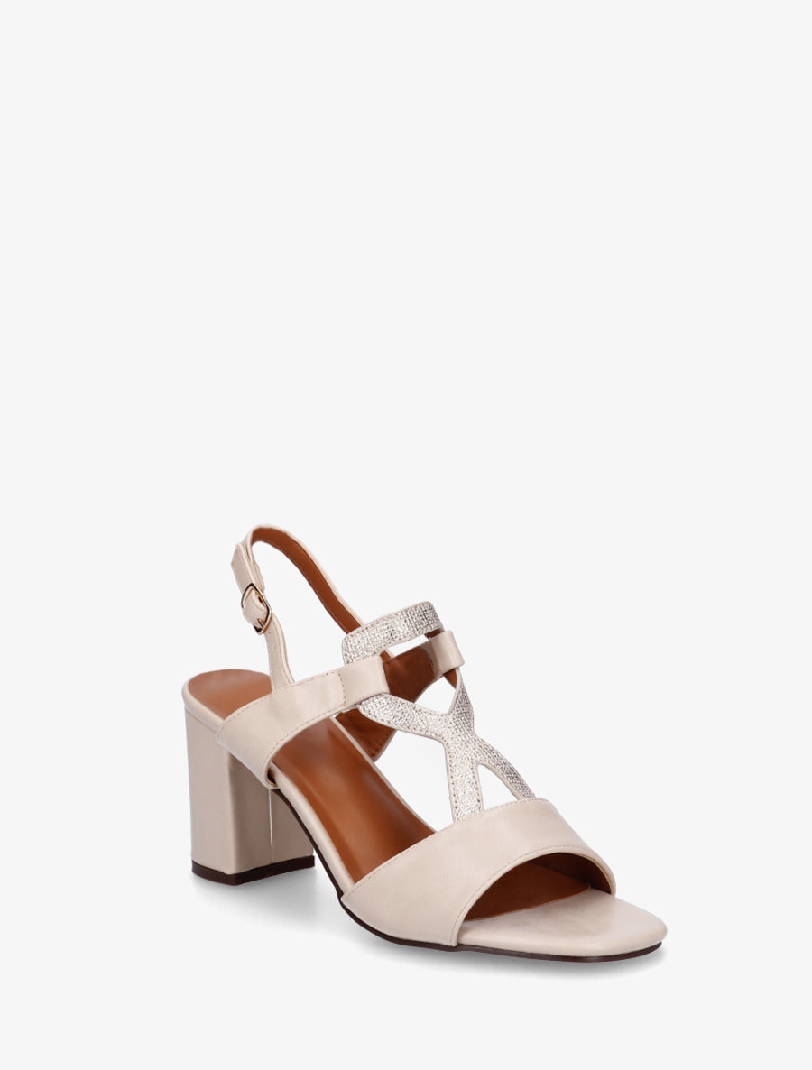 Sandales à empiècement irisé - Crème - 2