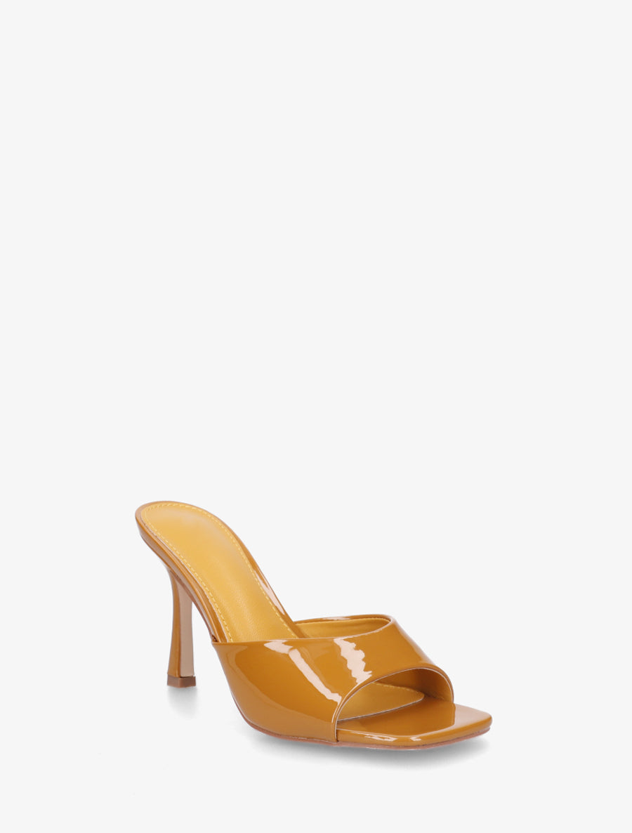 Mules vernies à talon aiguille - Jaune moutarde - 2