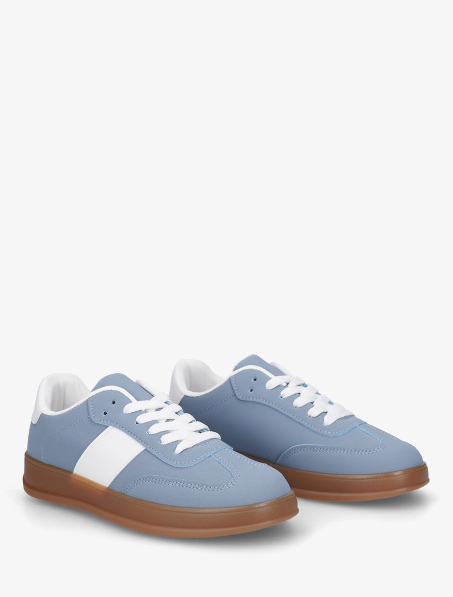 Sneakers unies à semelle caoutchouc - Bleu - 4