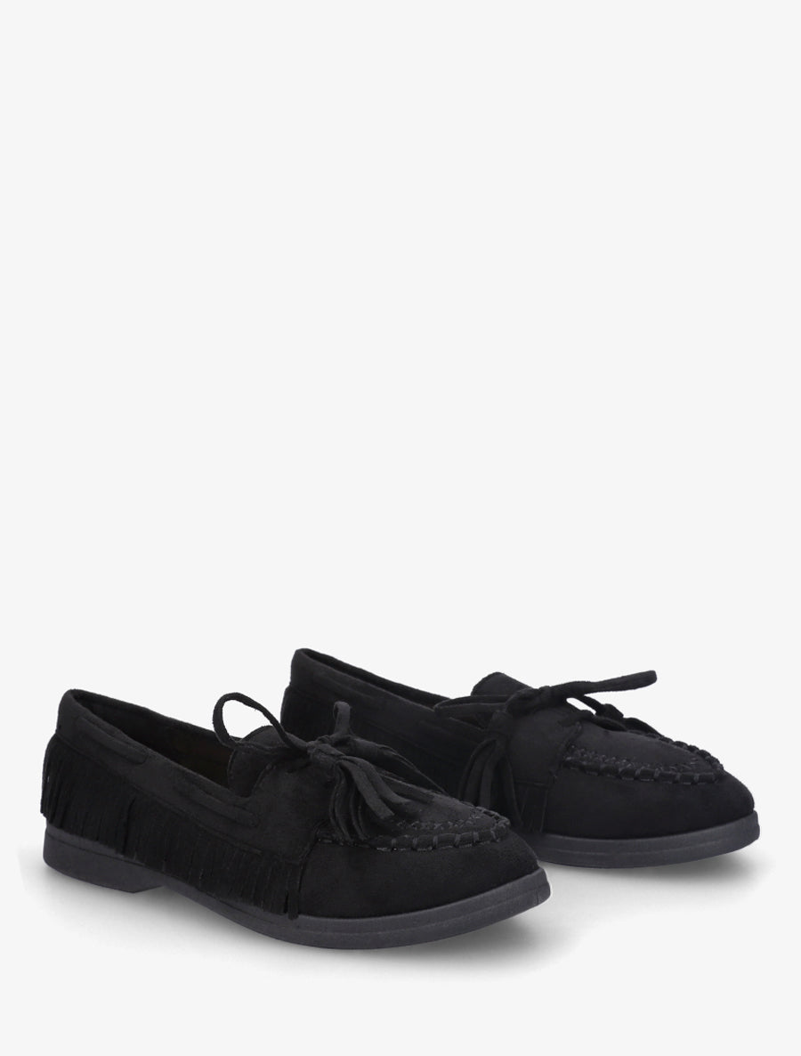 Mocassins en suédine à franges - Noir - 4