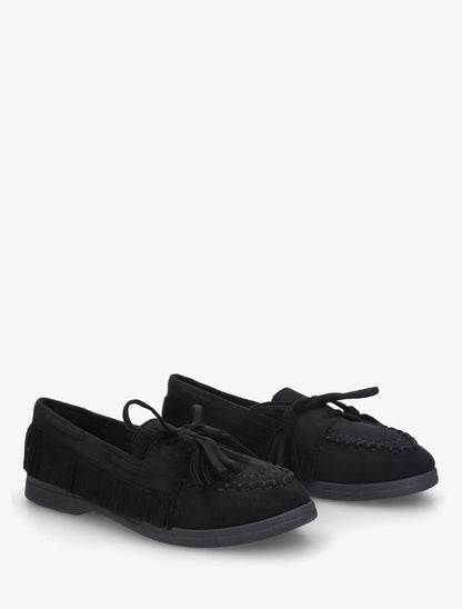 Mocassins en suédine à franges - Noir - 4
