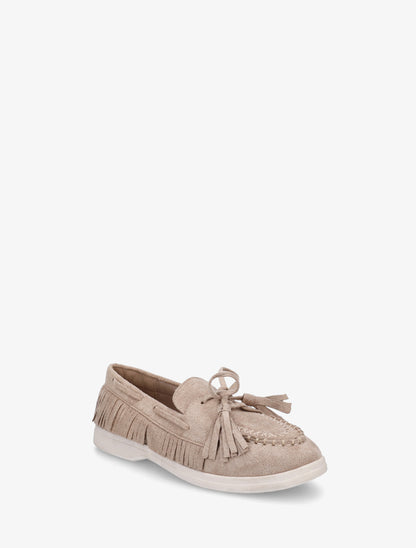 Mocassins en suédine à franges - Taupe - 2