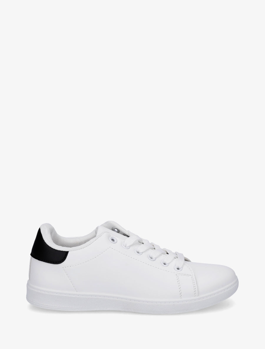 Sneakers basiques en simili - Noir/blanc - 1