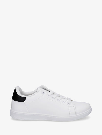 Sneakers basiques en simili - Noir/blanc - 1