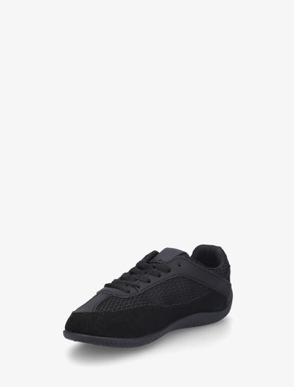 Sneakers en simili et toile - Noir - 3