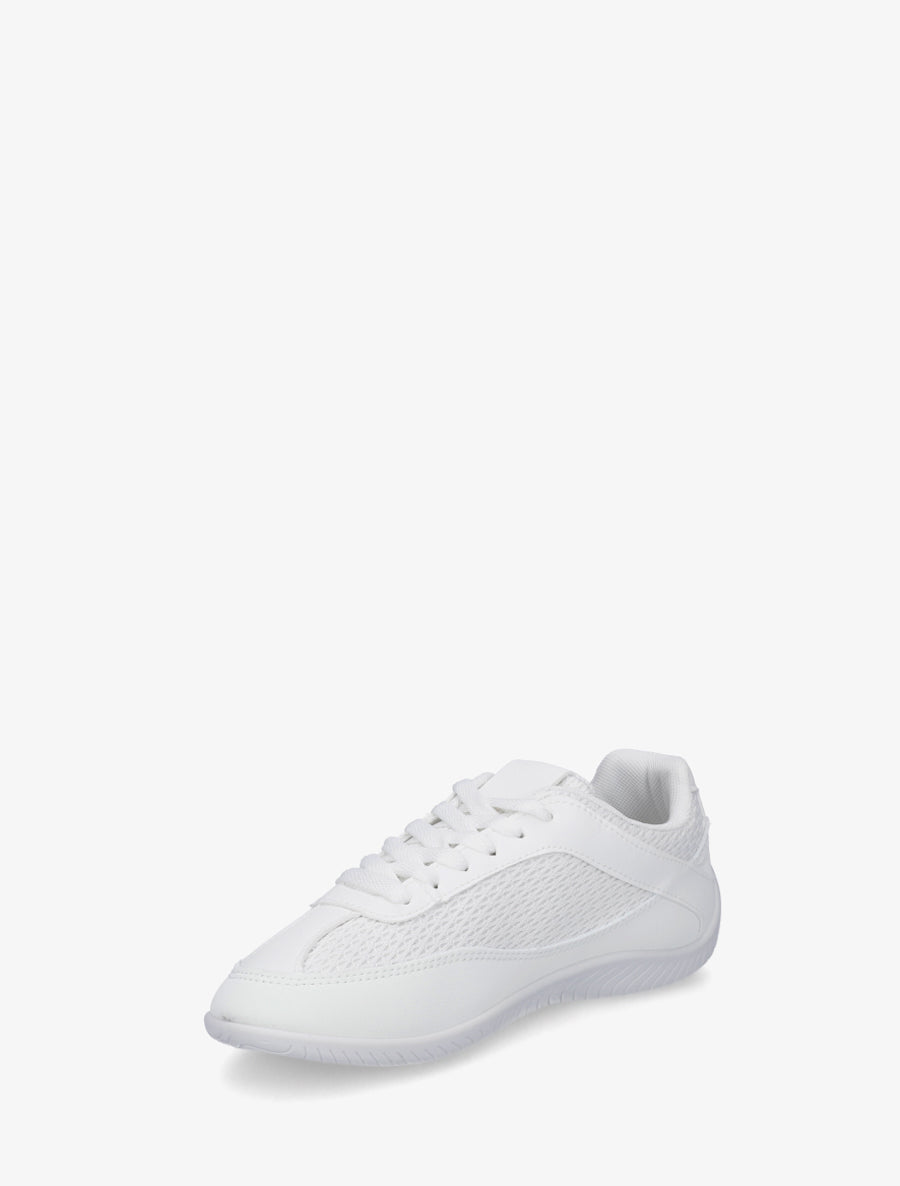 Sneakers en simili et toile - Blanc - 3