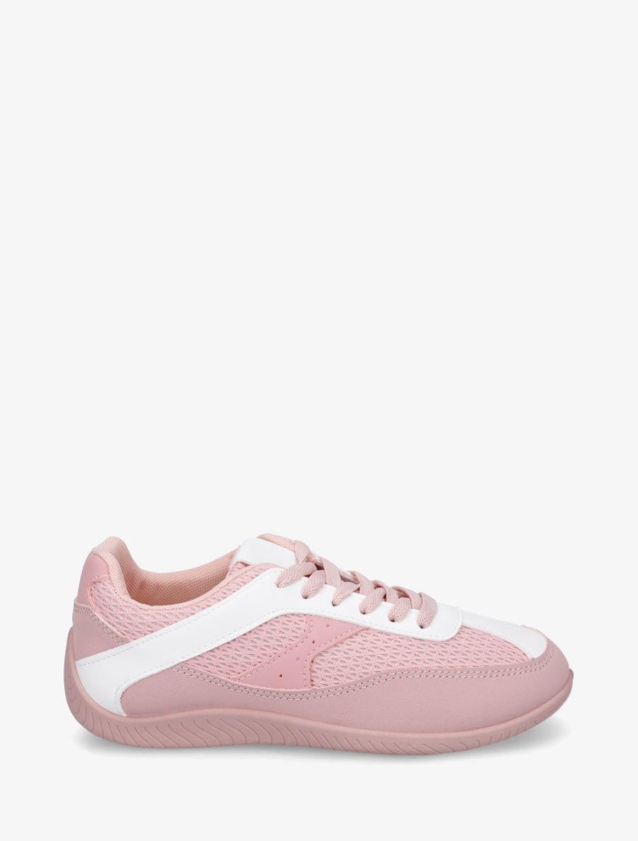 Sneakers en simili et toile - Rose - 1