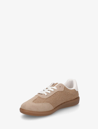 Sneakers bi-matière à semelle caoutchouc - Taupe - 3