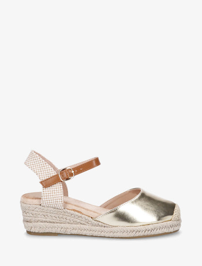Espadrilles compensées en simili nacré - Or - 5
