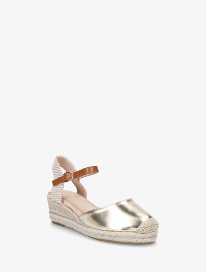 Espadrilles compensées en simili nacré - Or - 2