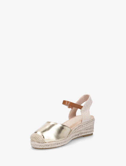Espadrilles compensées en simili nacré - Or - 3
