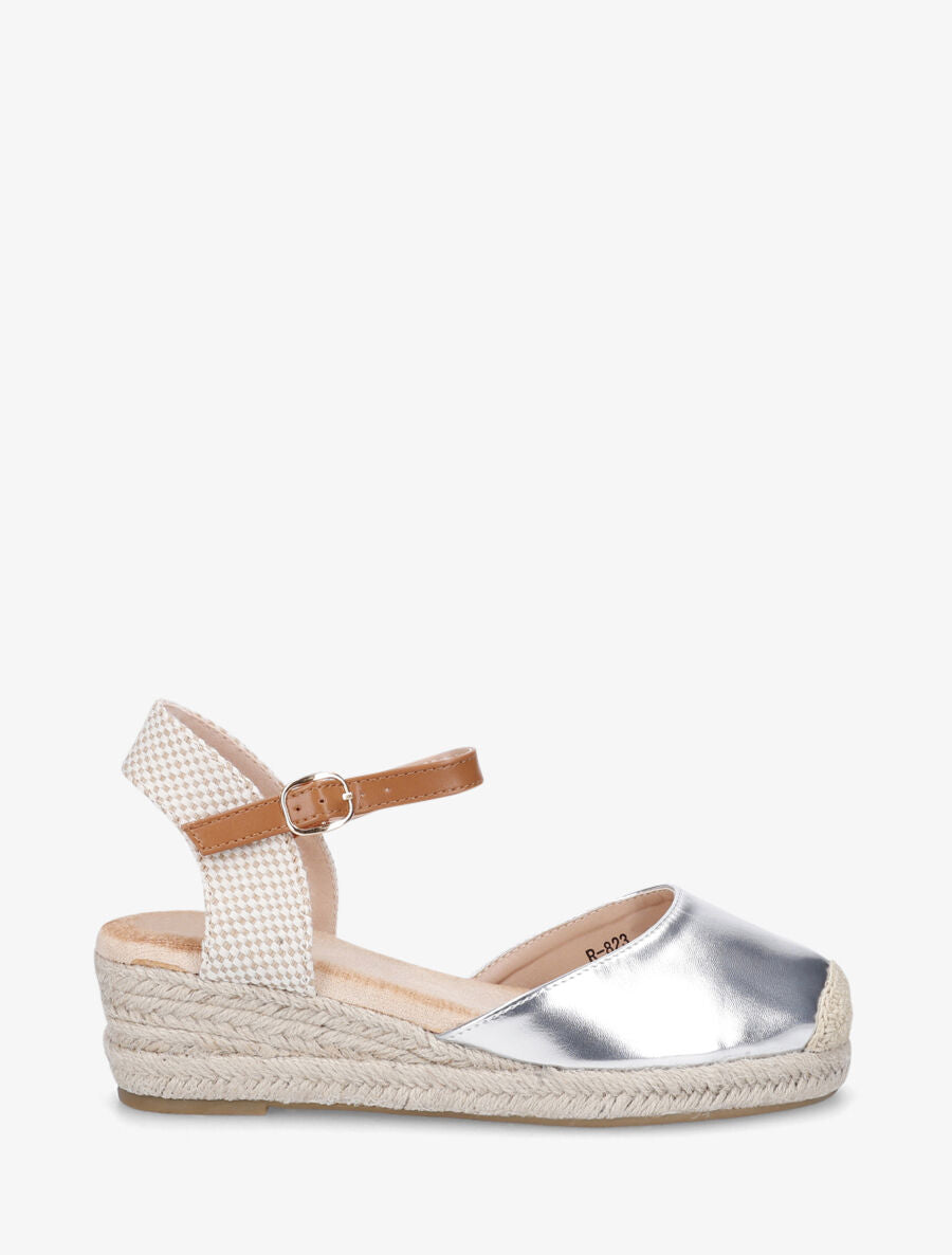 Espadrilles compensées en simili nacré - Argent - 1
