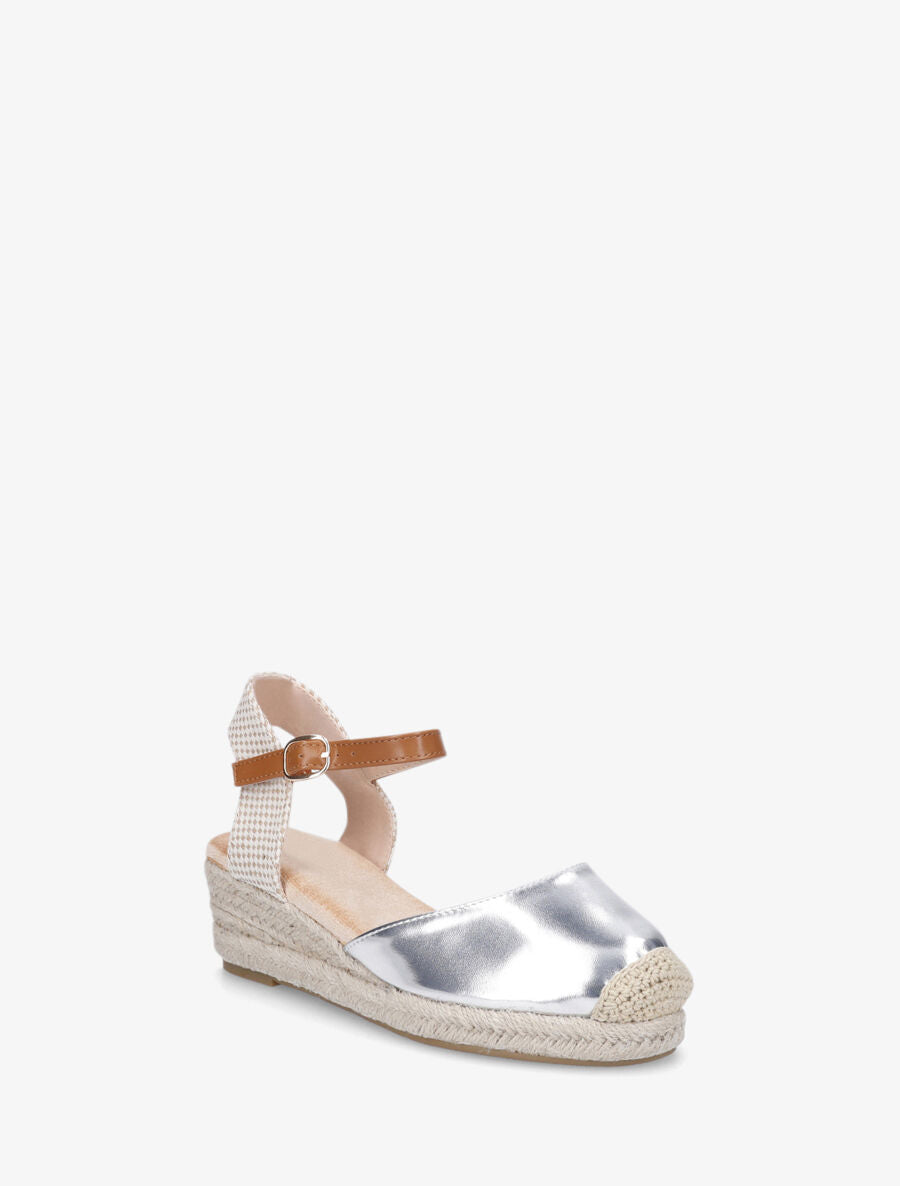 Espadrilles compensées en simili nacré - Argent - 2