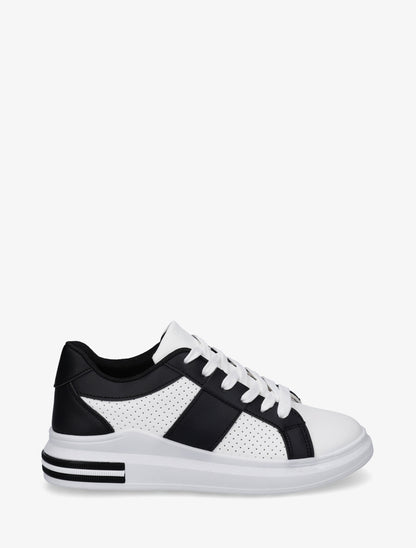 Sneakers perforées en simili - Noir - 1