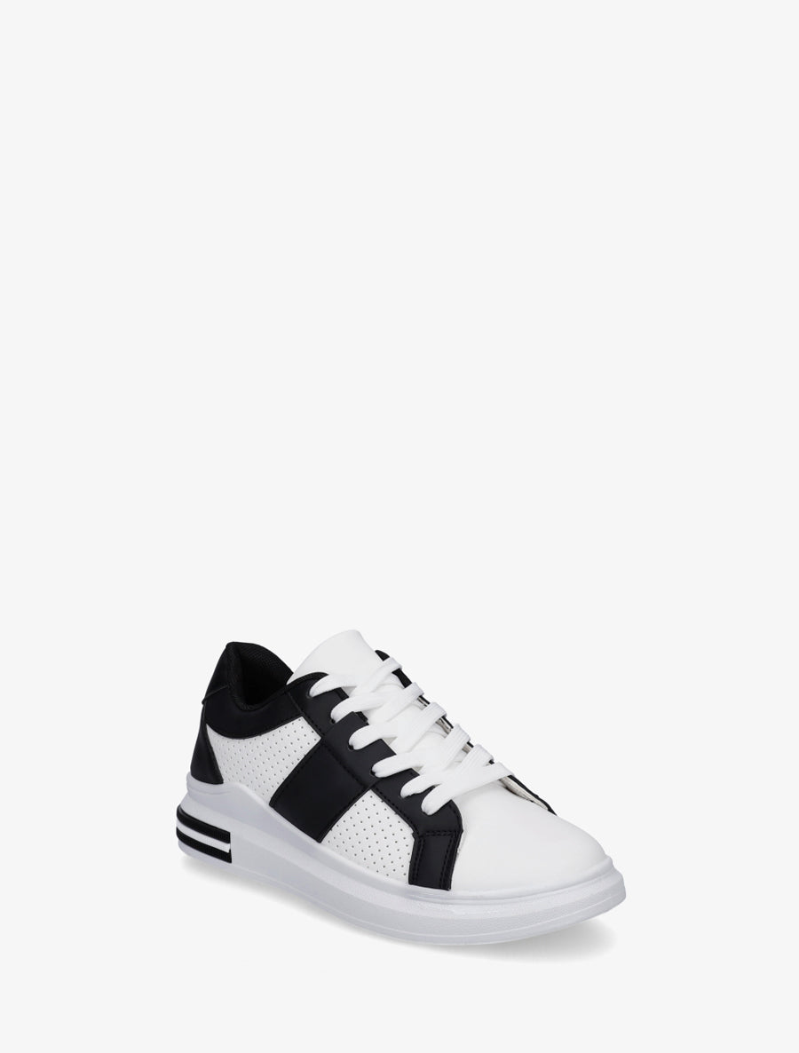 Sneakers perforées en simili - Noir - 2