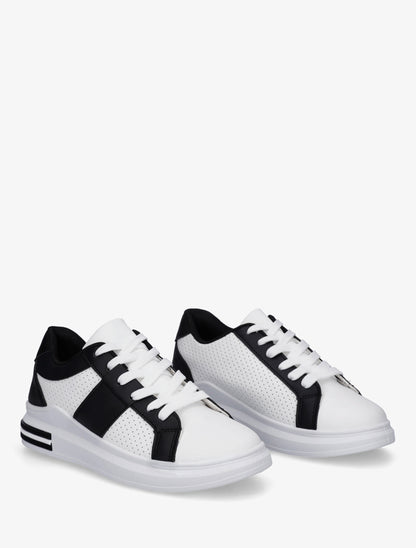 Sneakers perforées en simili - Noir - 4