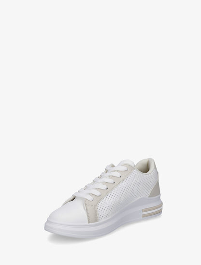 Sneakers perforées en simili - Beige - 3