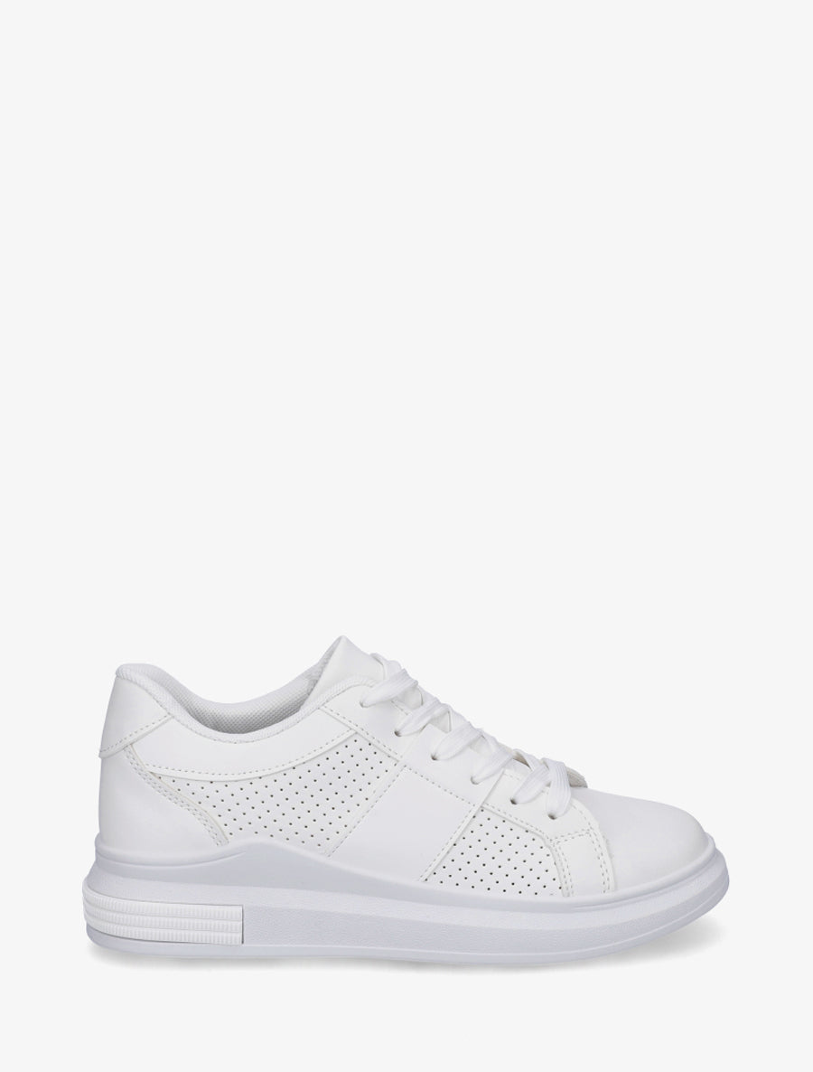 Sneakers perforées en simili - Blanc - 1