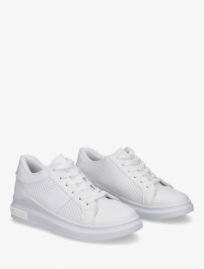 Sneakers perforées en simili - Blanc - 4