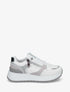 Sneakers à zip décoratif et bandes dépareillés - Blanc - 1