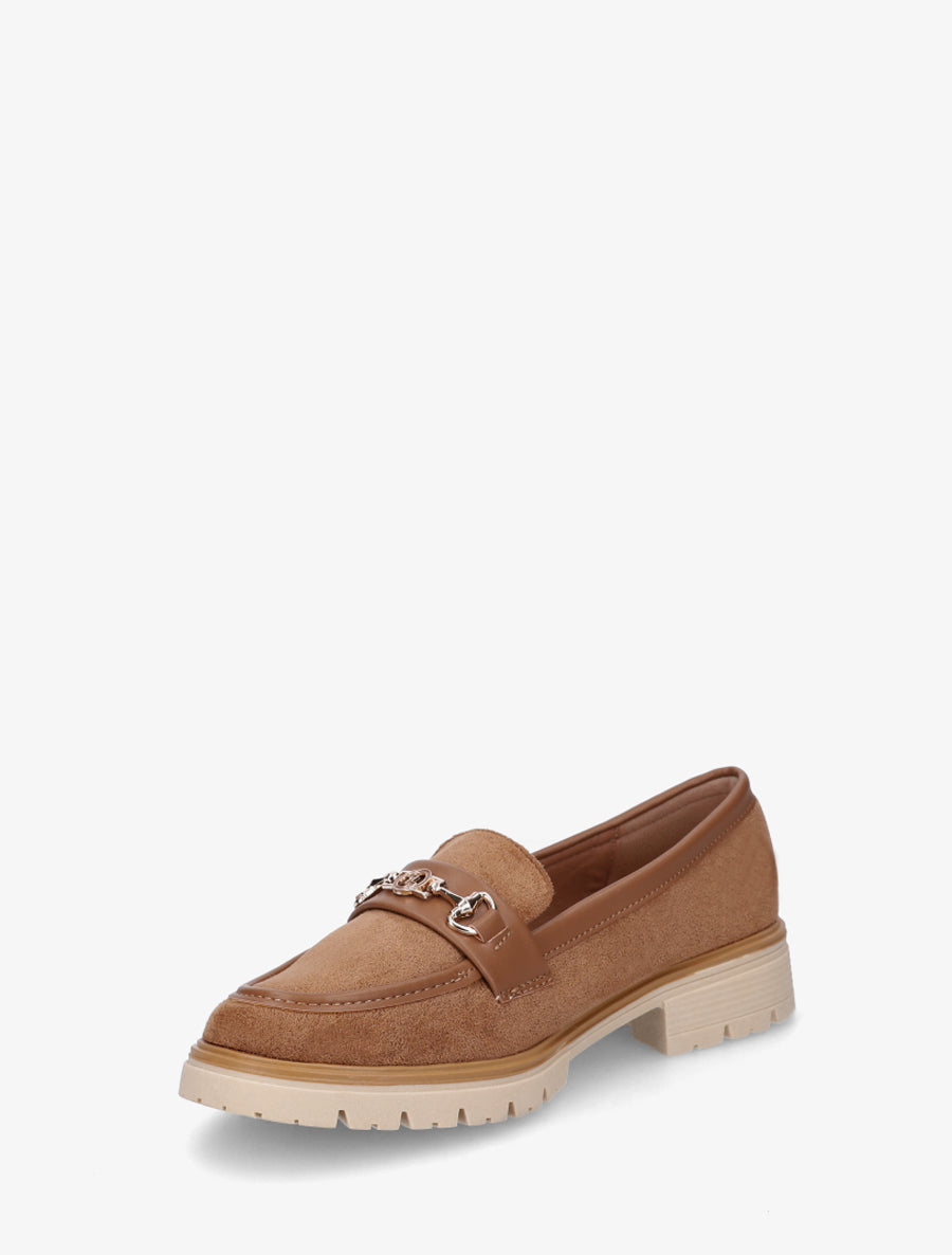 Mocassins en suédine à boucle fantaisie - Camel - 3