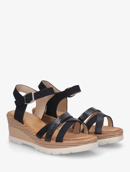 Sandales compensées brides croisées - Noir - 4