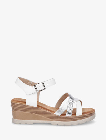 Sandales compensées brides croisées - Blanc - 5