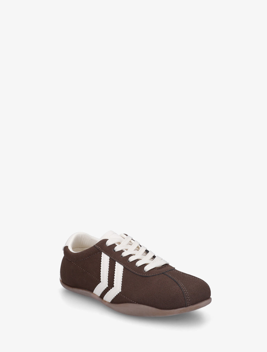 Baskets en suédine à bandes contrastantes - Marron - 2
